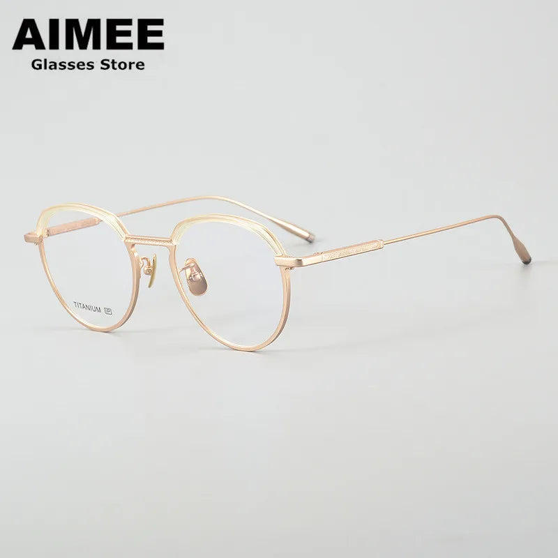 Aimee Unisex Full Rim Square Oval Titanium Acetate Eyeglasses 14346 Full Rim Aimee   