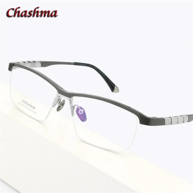 Chashma Ochki Men's Semi Rim Square Titanium Eyeglasses 27035 Semi Rim Chashma Ochki   