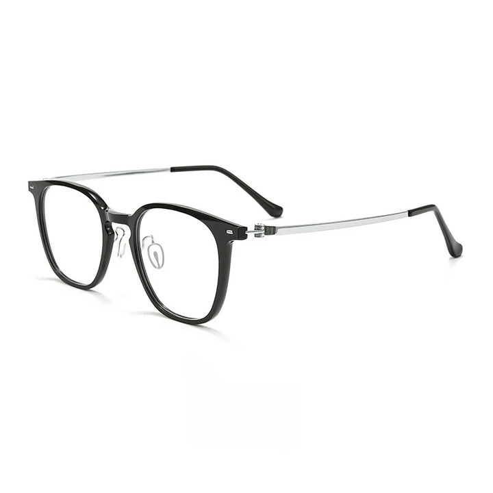 Yimaruili Unisex Full Rim Square Nylon Titanium Eyeglasses Y9613 Full Rim Yimaruili Eyeglasses Black  