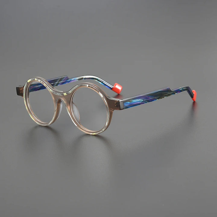 Nobler Unisex Full Rim Round Acetate Thick Temple Eyeglasses 19351 Full Rim Nobler C7  