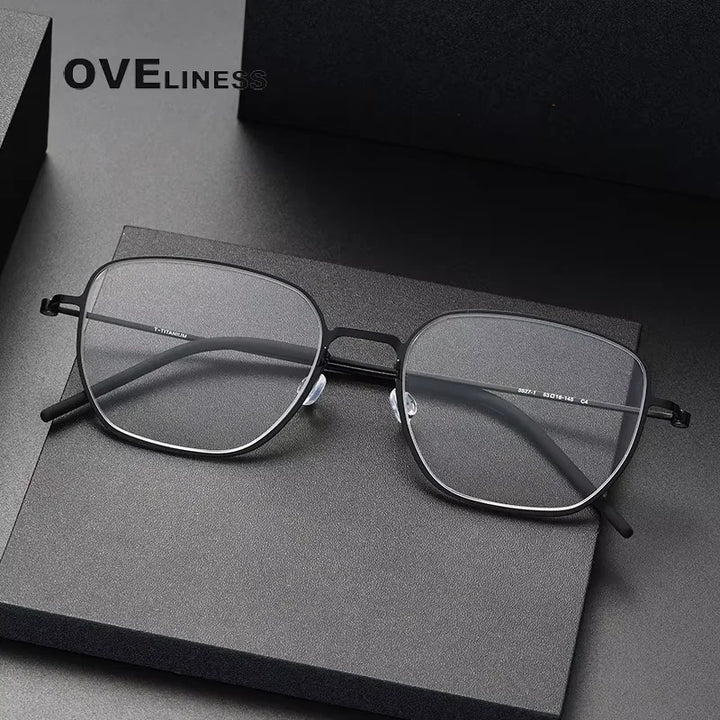 Oveliness Unisex Full Rim Polygon Square Titanium Eyeglasses 55274