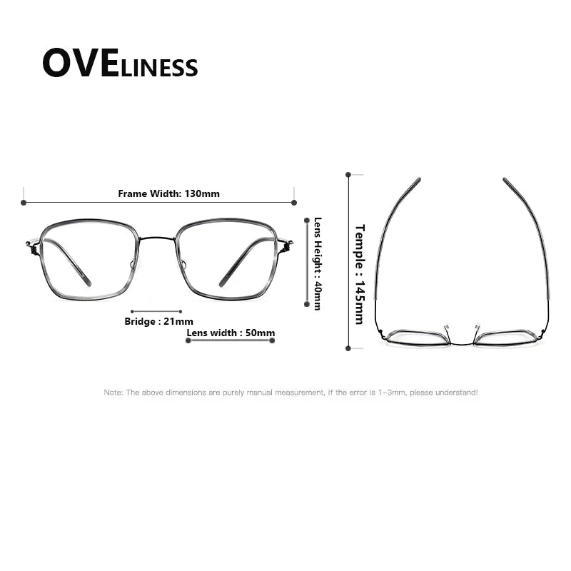 Oveliness Women's Full Rim Square Acetate Titanium Eyeglasses 381045