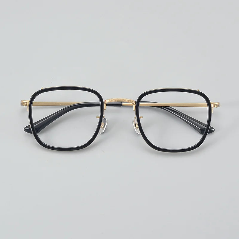 Black Mask Unisex Full Rim Square Titanium Acetate Eyeglasses 6015 Full Rim Black Mask   