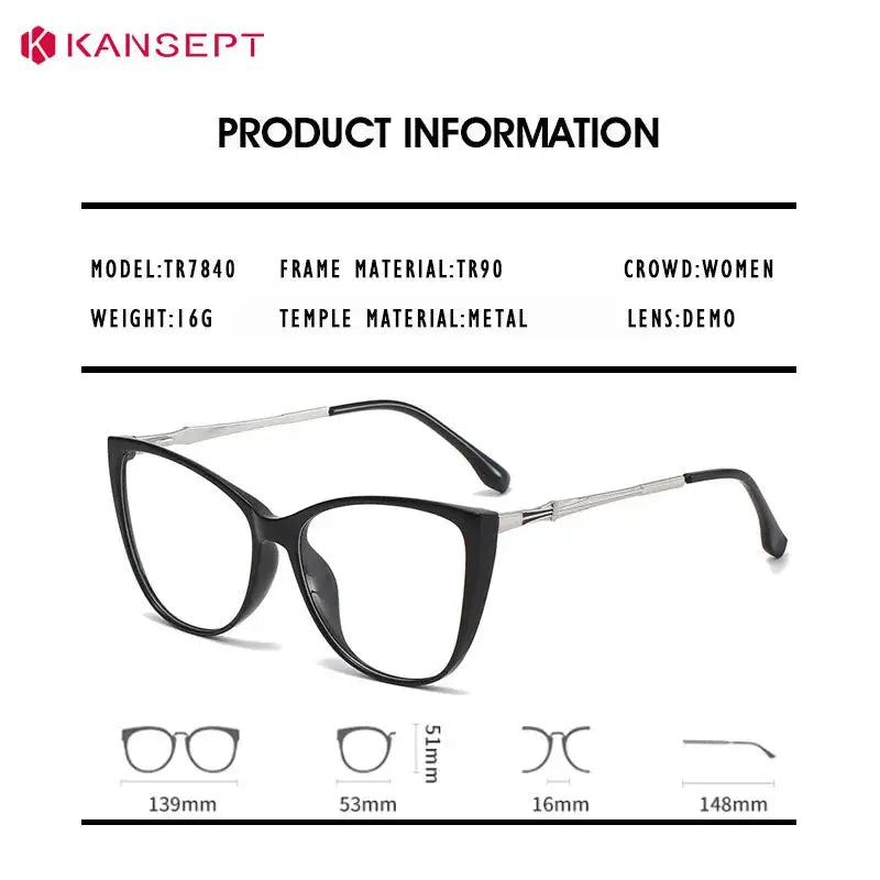 Kansept Unisex Full Rim Cat Eye Tr 90 Metal Frames 784000 FuzWeb