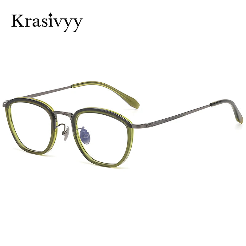 Krasivyy Men's Full Rim Oval Titanium Prescription Eyeglasses KR6876