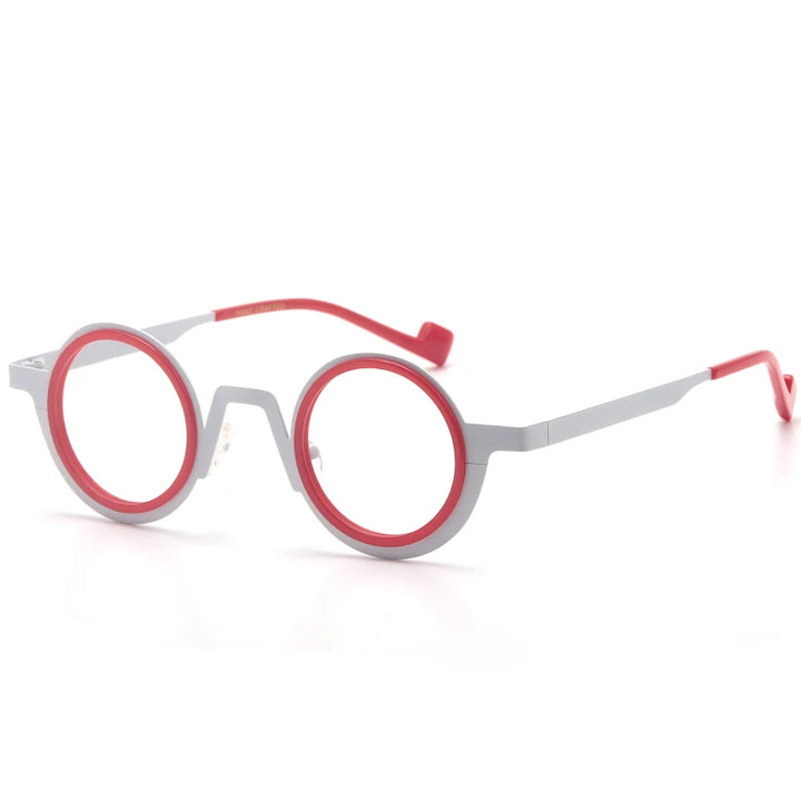 Aror Women's Full Rim Round Acetate Alloy Eyeglasses 76868 Full Rim Aror White Red