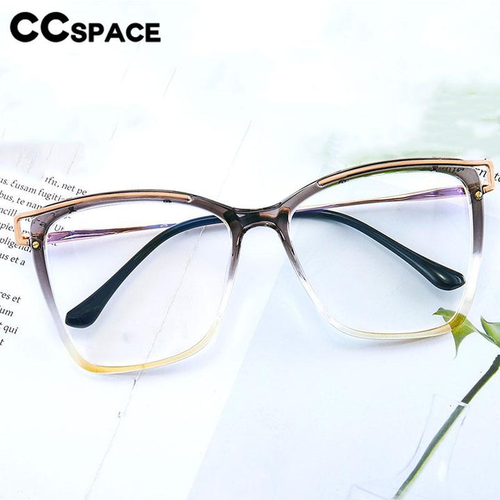 CCSpace Women's Full Rim Square Tr 90 Titanium Eyeglasses 56794 Full Rim CCspace   