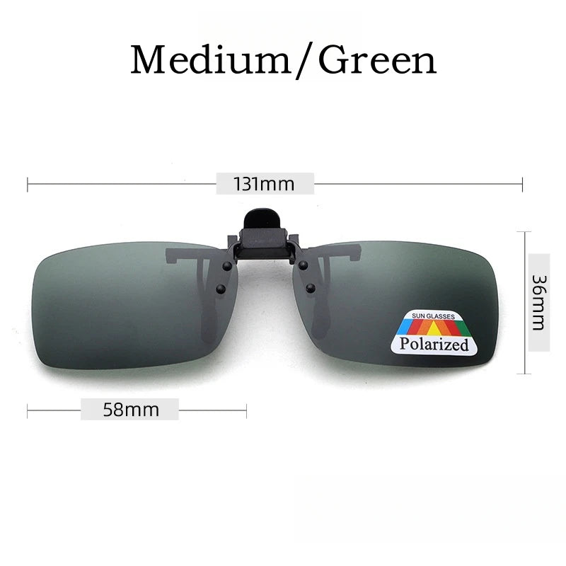Yimaruili Unisex Square Polarized Alloy Plastic Clip On Sunglasses  FuzWeb  Medium Dark Green  