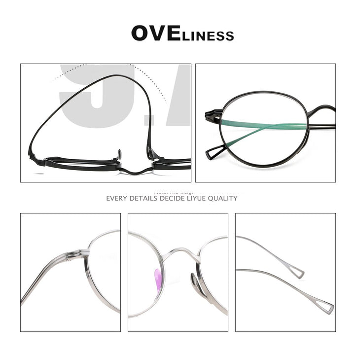 Oveliness Unisex Full Rim Round Titanium Eyeglasses 10518 Full Rim Oveliness   