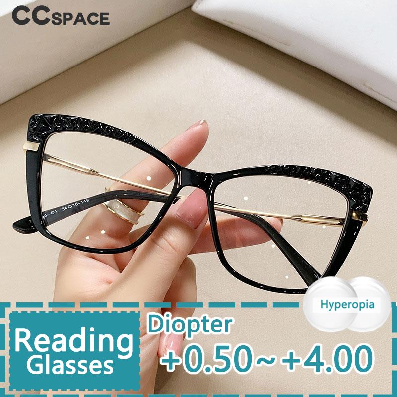 CCSpace Unisex Full Rim Cat Eye Tr 90 Titanium Reading Glasses R53355 Reading Glasses CCspace   