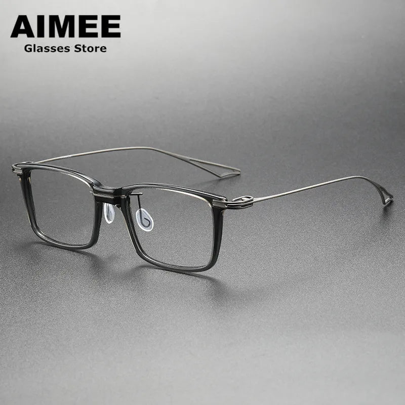 Aimee Unisex Full Rim Big Square Acetate Titanium Eyeglasses 15816 Full Rim Aimee   