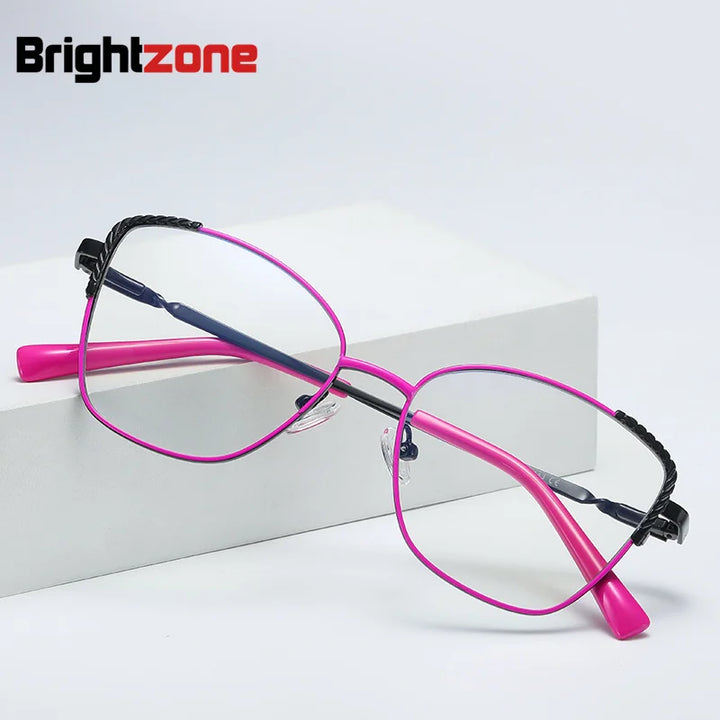 Brightzone Women's Full Rim Square Cat Eye Alloy Eyeglasses 73114 Full Rim Brightzone