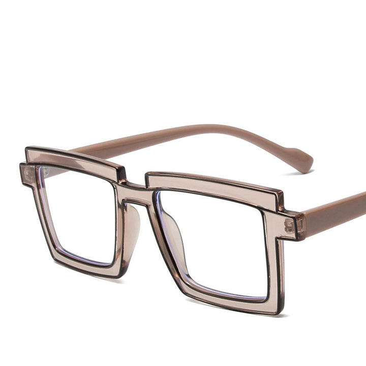 CCspace Unisex Full Rim Square Tr 90 Titanium Eyeglasses 56791 Full Rim CCspace C5Champagne  