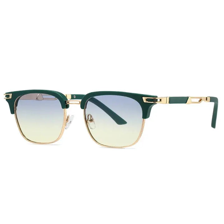 Kocolior 962800 Unisex Full Rim Square Steel Acetate Sunglasses FuzWeb