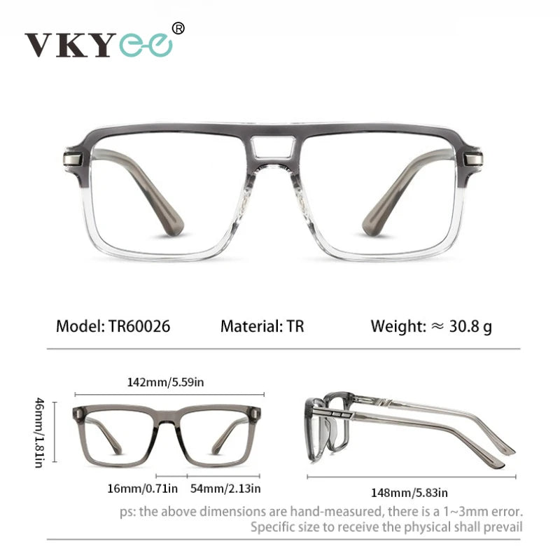 Vicky Unisex Full Rim Square Double Bridge Tr 90 Alloy Reading Glasses 360026