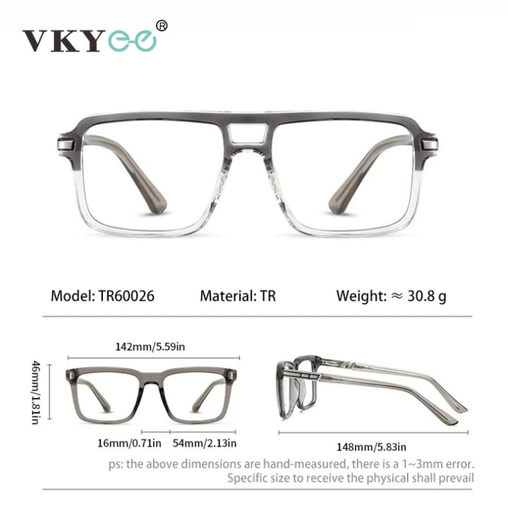 Vicky Unisex Full Rim Square Double Bridge Tr 90 Alloy Reading Glasses 360026