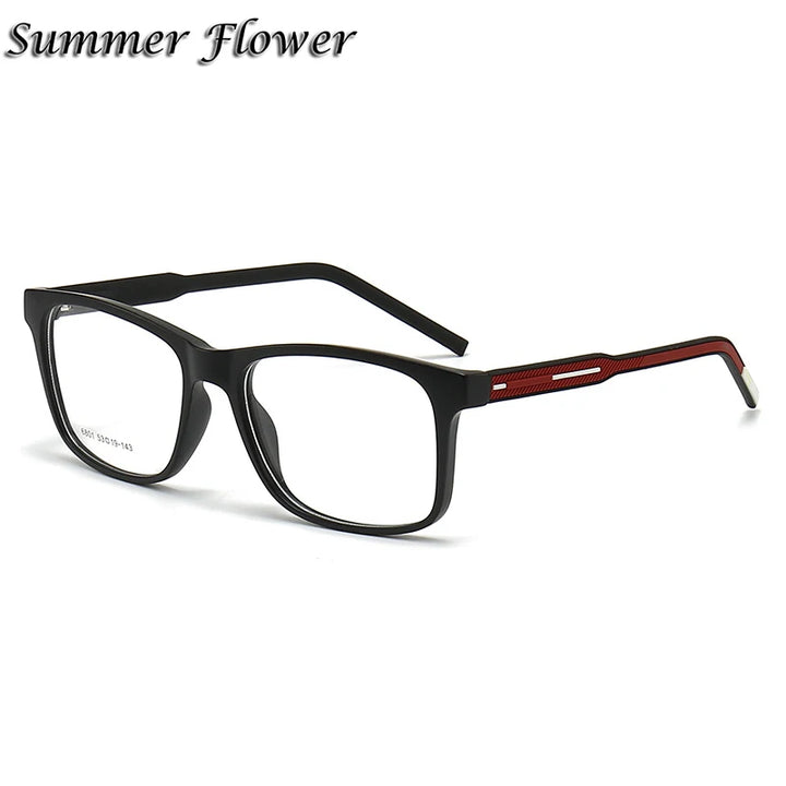 Summer Flower Men's Full Rim Square Tr 90 Titanium Eyeglasses 86801