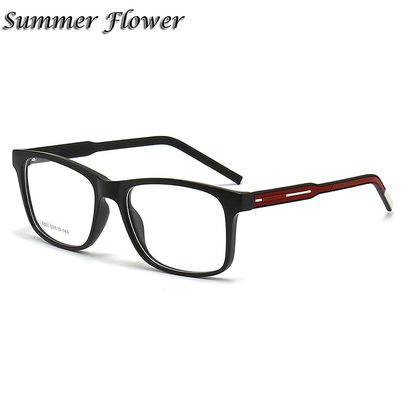 Summer Flower Men's Full Rim Square Tr 90 Titanium Eyeglasses 68014