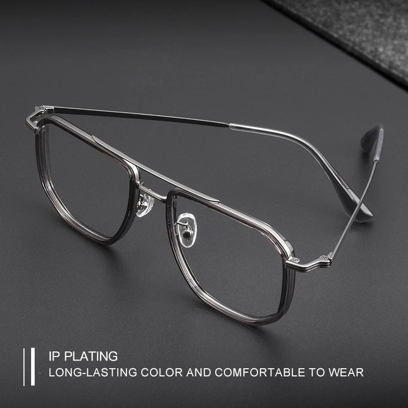 Vicky Men's Full Rim Big Square Double Bridge Titanium Reading Glasses 2216 Reading Glasses Vicky   