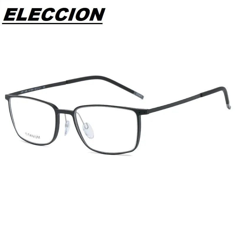 Eleccion Unisex Full Rim Square Tr 90 Titanium Eyeglasses 42886 Full Rim Eleccion Black CHINA