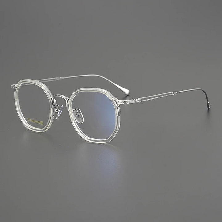 Nobler Unisex Full Rim Polygon Square Acetate Titanium Eyeglasses 98006