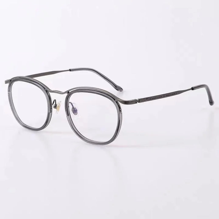 Aimee Unisex Full Rim Round Square Titanium Acetate Eyeglasses 5912 Full Rim Aimee Gun Grey  