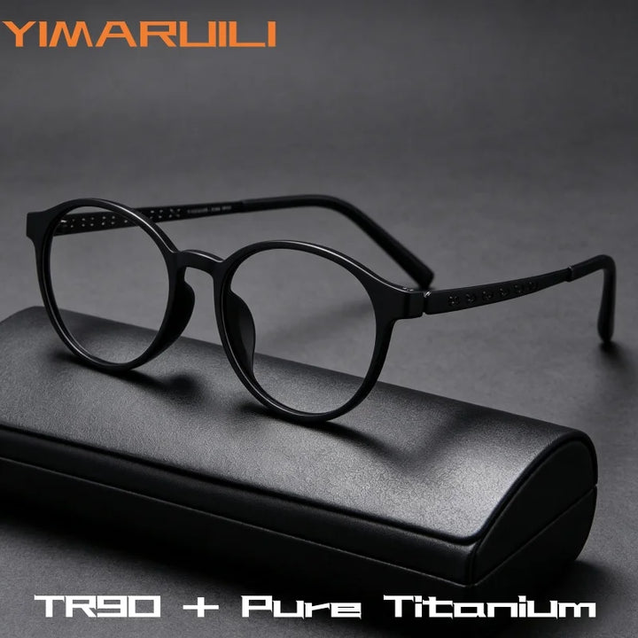 Yimaruili Unisex Full Rim Round TR-90 Titanium Eyeglasses 8868T — view 1 | Yimaruili at FuzWeb