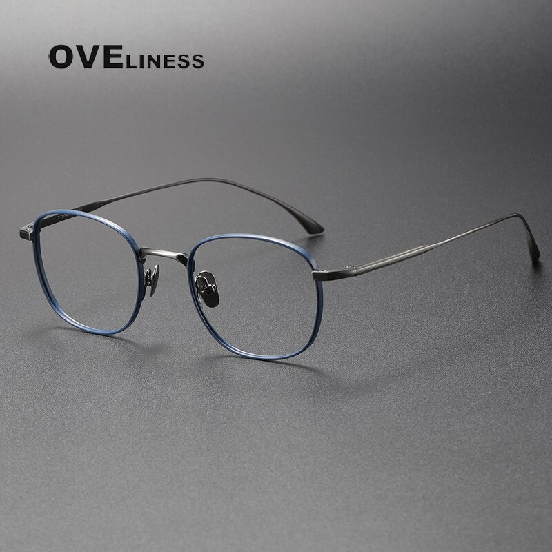 Oveliness Unisex Full Rim Square Titanium Eyeglasses 422145 Full Rim Oveliness blue gun  