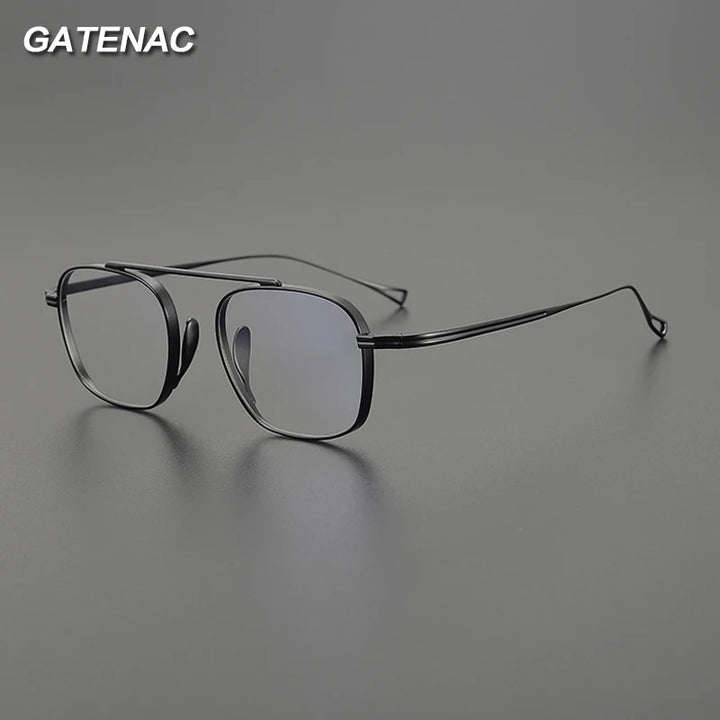 Gatenac Unisex Full Rim Small Square Titanium Eyeglasses Gxyj1474 Full Rim Gatenac   