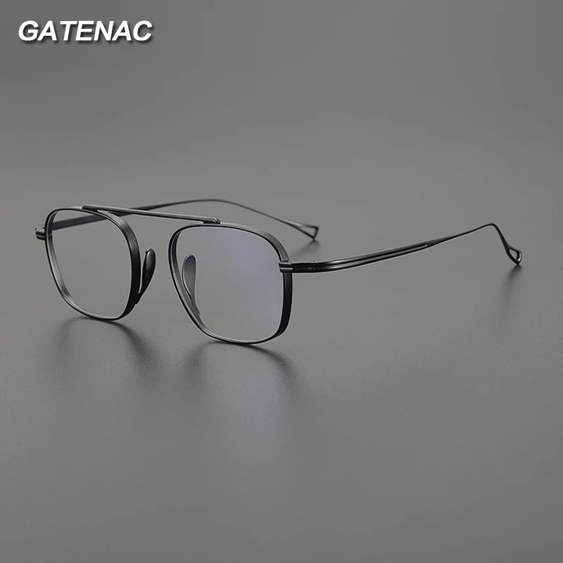 Gatenac Unisex Full Rim Small Square Titanium Eyeglasses Gxyj1474 Full Rim Gatenac   