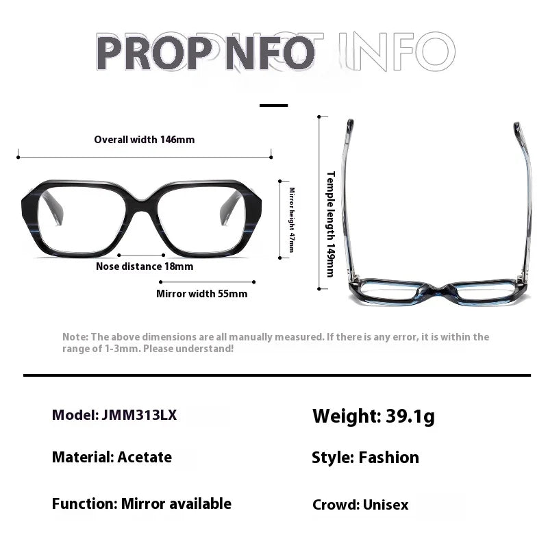 Aror Unisex Full Rim Flat Top Square Thick Acetate Eyeglasses 842313 Full Rim Aror