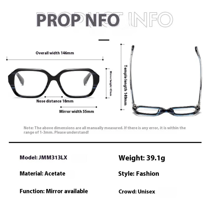 Aror Unisex Full Rim Flat Top Square Thick Acetate Eyeglasses 842313