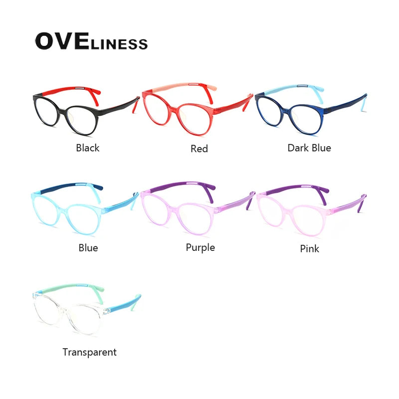 Oveliness Unisex Youth's Full Rim Round Tr 90 Titanium Eyeglasses T2022 Full Rim Oveliness   