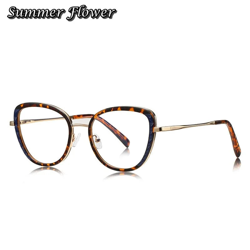 Summer Flower Women's Full Rim Cat Eye TR 90 Titanium Eyeglasses 61347