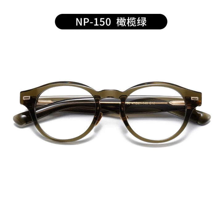 Nobler Unisex Full Rim Round Acetate Spring Hinge Eyeglasses N150 Full Rim Nobler C12  