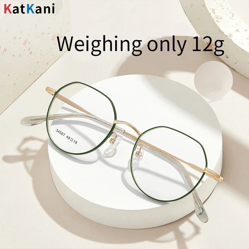 KatKani Women's Full Rim Flat Top Polygonal Alloy Eyeglasses 34587 Full Rim KatKani Eyeglasses   