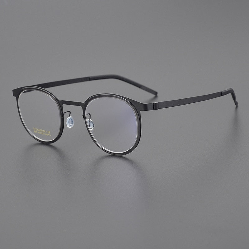 Bclear Unisex Full Rim Round Titanium Eyeglasses My9915 Full Rim Bclear Black  