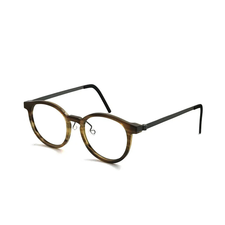 Hewei Unisex Full Rim Oval Round Acetate Titanium Eyeglasses 18451