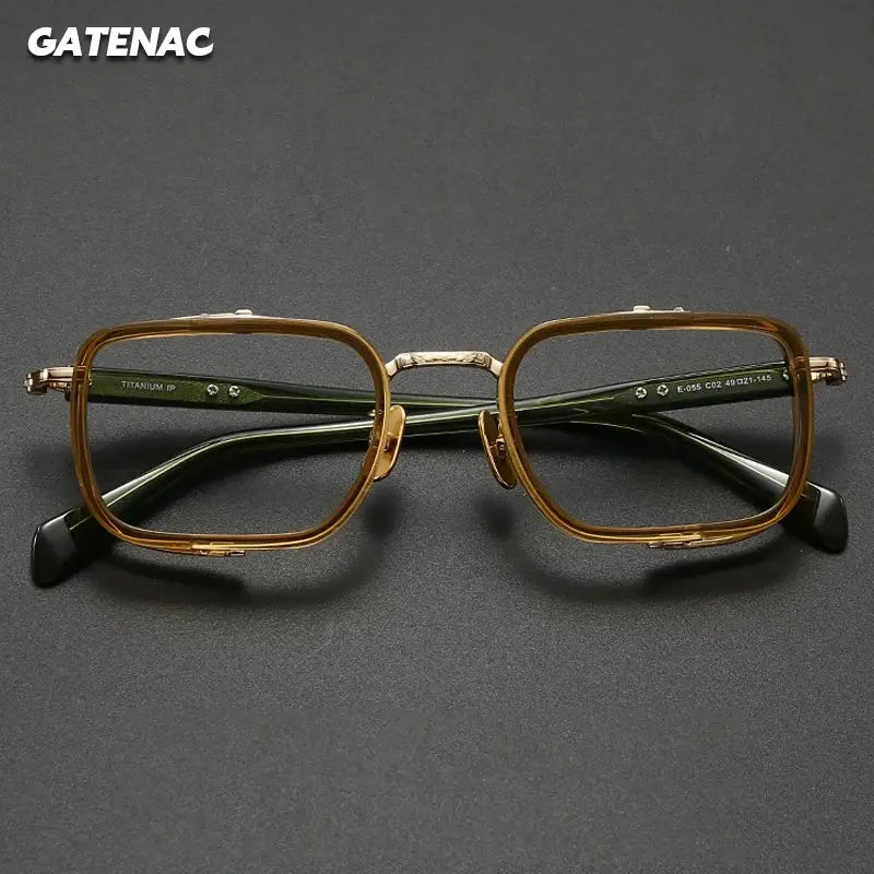 Gatenac Women's Full Rim Square Titanium Acetate Eyeglasses 720055 FuzWeb