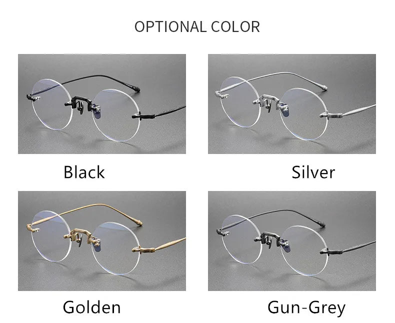 Aimee Men's Rimless Round Titanium Eyeglasses 3105 Rimless Aimee   