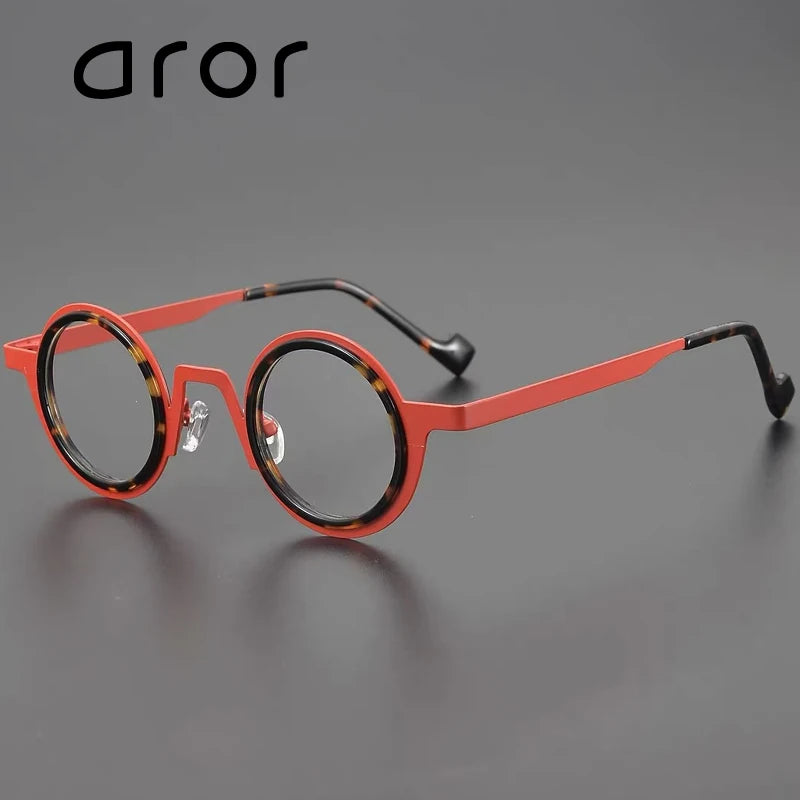 Aror Women's Full Rim Round Acetate Alloy Eyeglasses 76868 Full Rim Aror