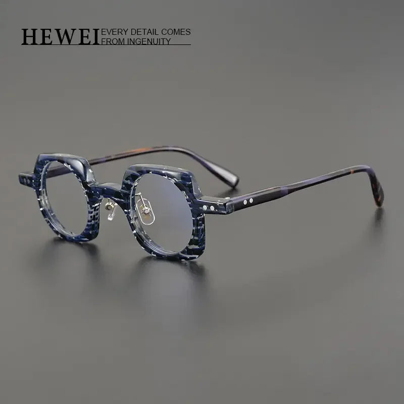 Hewei Unisex Full Rim Square Round Thick Acetate Eyeglasses 19181 Full Rim Hewei   