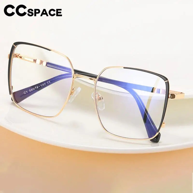 CCspace Women's Full Rim Oversize Square Alloy Eyeglasses 57184 Full Rim CCspace   