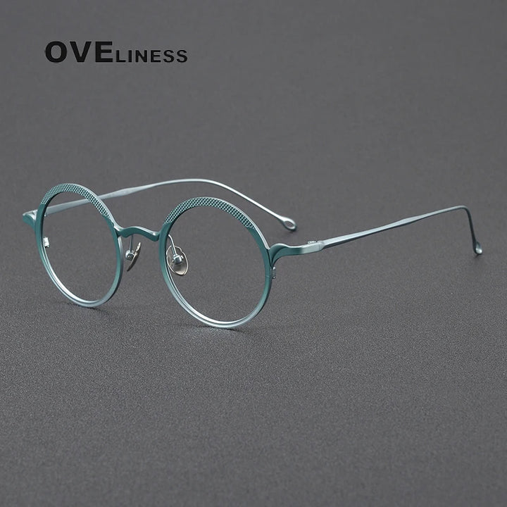 Oveliness Unisex Full Rim Round Titanium Eyeglasses 41099 Full Rim Oveliness Gradient green