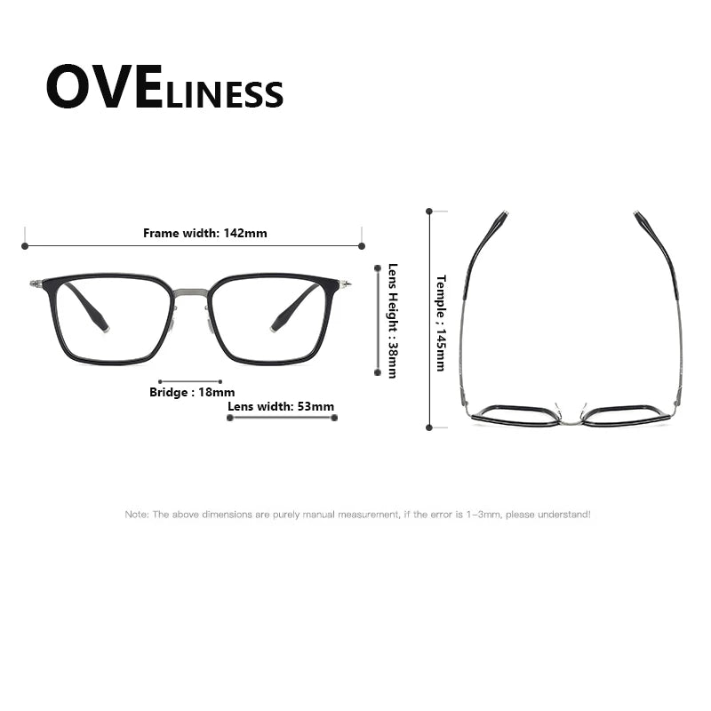 Oveliness Unisex Full Rim Square Titanium Acetate Eyeglasses 22504