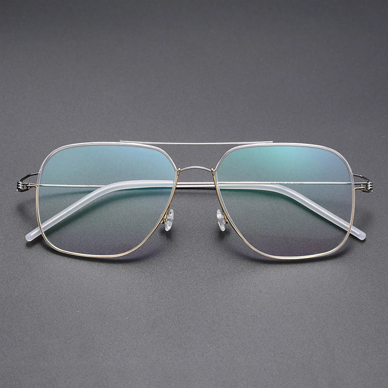 Bobble Unisex Full Rim Square Double Bridge Titanium Eyeglasses 821097