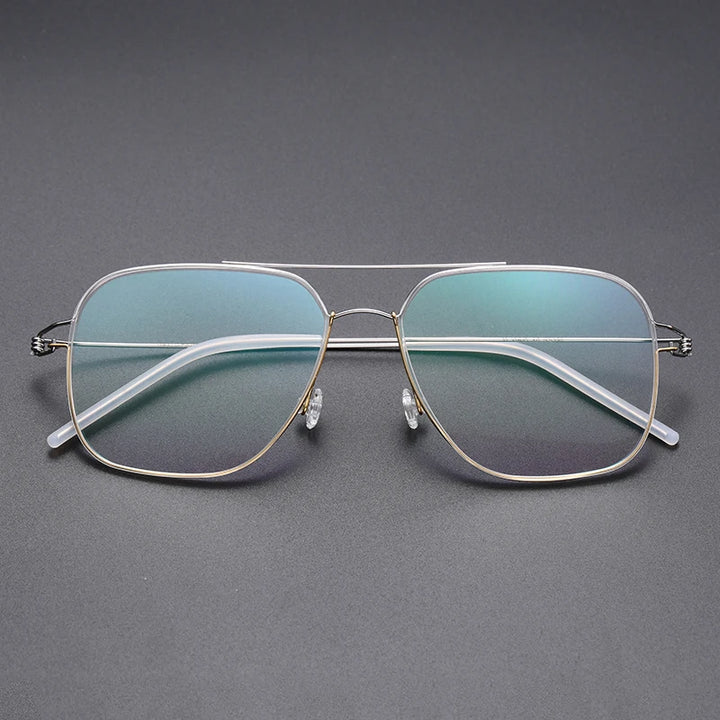 Bobble Unisex Full Rim Square Double Bridge Titanium Eyeglasses 821097