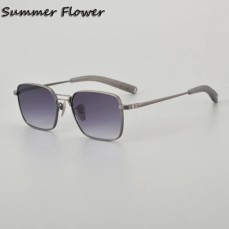 Summer Flower Unisex Full Rim Square Double Bridge Titanium Sunglasses 618227