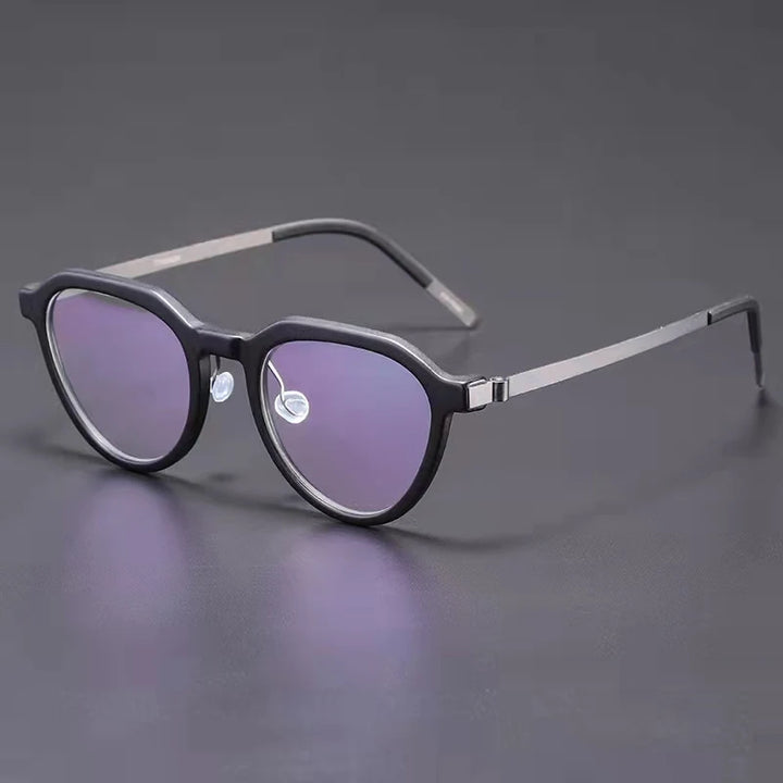 Aimee Women's Full Rim Flat Top Round Titanium Eyeglasses 81046