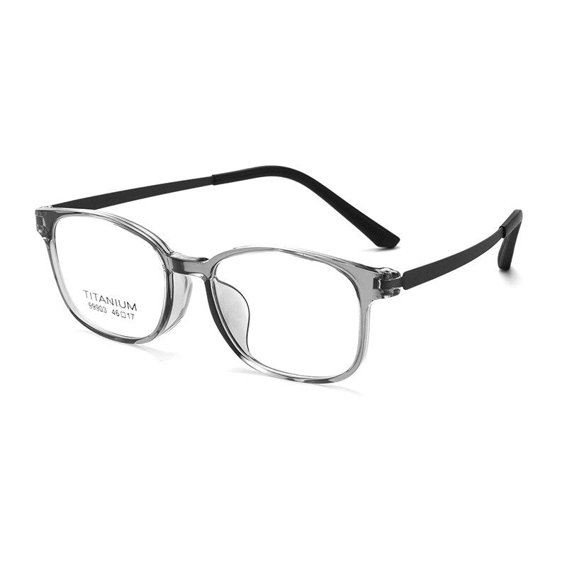 Yimaruili Unisex Youth Full Rim Square Tr 90 Titanium Eyeglasses 99903t Full Rim Yimaruili Eyeglasses Transparent Gray  